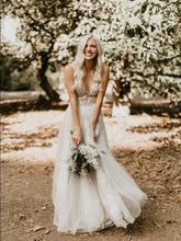 Elegant Lace Applique A Line Real Wedding Gowns V Neck Sleeveless - MyChicDress